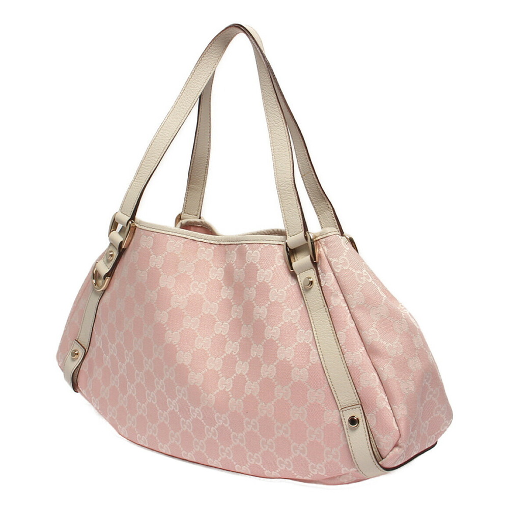 Gucci pink ivory Tote Bag Canvas Calfskin Abbey GG
